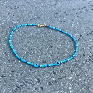 Handmade beaded beach choker with evil eyes!!!